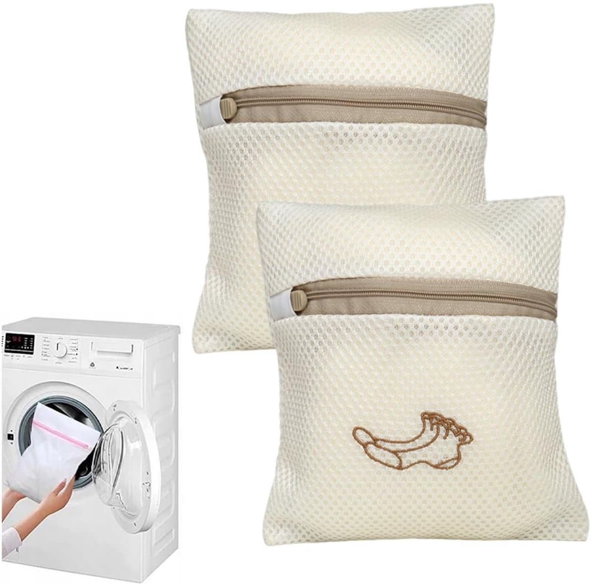 Dailygoods - Laundry Bags Wasmachine-netzakken, 2 stuks, met hersluitbare was, 18 x 20 cm, geschikt voor fijne was, beha's, sokken en schoenen — afbeelding 1