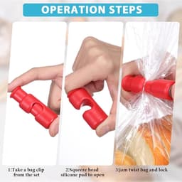 Zak Klemmen - Snack Clips - Voedsel Bewaren - Sterke Afdichting - 10 Stuks - Rood — thumbnail 2