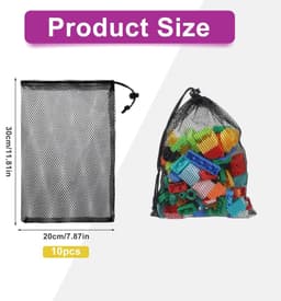 Dailygoods- Waszak - 10 Stuks - Nylon Trekkoord Opbergtassen - Multifunctionele Wasserijtas - Zwart - Duurzaam en Scheurbestendig - Opbergtas — thumbnail 2