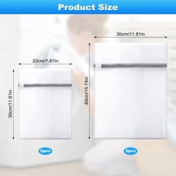 Dailygoods- Wasnet Set van 4 - Fijnmazig Wasnet voor Delicate Was - Waszakken met Ritssluiting - Waszakken voor Ondergoed/Sokken - 20 x 30 cm/30 x 40 cm - Duurzaam Polyester Mesh - Waszak — thumbnail 5