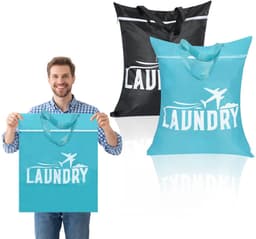 Dailygoods - HOTUT Reiswaszak, 2 stuks Badpak-sporttassen, Vuile Waszakken met Rits voor Thuis, Reizen, Vakantie, Kamperen, Caravan, Slaapzaal(Blauw + Zwart) — thumbnail 3