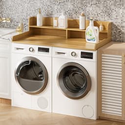Dailygoods- Werkblad 2-traps - Wasmachine/Droger - Houten - Opbergruimte - Eiken - 137x70x30,2 cm - Aanrechtblad — thumbnail 4