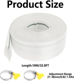 Dailygoods - Geweven slang 32 mm - 10 m platte afvoerslang met slangklemmen — thumbnail 2