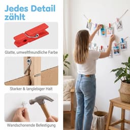 Dailygoods- Wasknijpers 100 stuks - Houten Mini-wasknijpers - Decoratieve Knijpers - Fotoklemmen - Natuurlijke Houten Klemmen - Veelkleurig — thumbnail 2