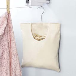 Wasknijper Tas - Opbergzak Haak - Wassen Organiseren - Onscheurbaar Canvas - 32x27cm - Beige — thumbnail 3