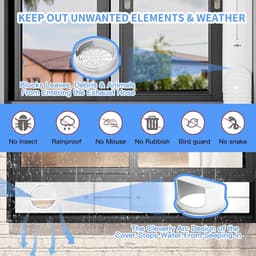 Airco Raamafdichting Voor Rolluiken | 4 Verstelbare Verdikte PVC Panelen | Universele 13/15cm Afvoerslang Adapter | 43-140cm Voor Verticaal & Horizontaal Schuifraam | Naadloze Rail Luchtdicht Energiebesparend | Zonder Gereedschap| Cyslmuk® — thumbnail 4