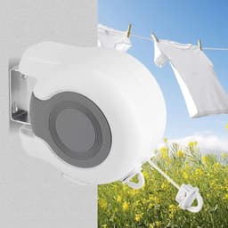Dailygoods- Kledingdrooglijn 13m - Wandgemonteerd - Intrekbaar - Dubbele Lijn - Ruimtebesparend - Geschikt voor Binnen/Buiten - Waslijn — thumbnail 2