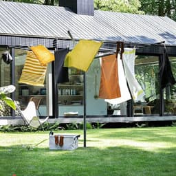 Droogmolen buiten - Wasrek tuin - Kleding drogen - Draaibare paraplu structuur - 50 meter lijn - Zwart — thumbnail 3