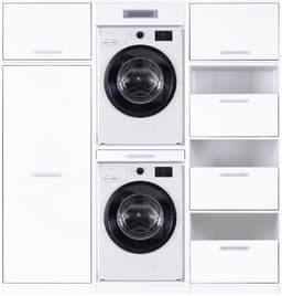 Interlink Lifestyle Studio Flow Wasruimtecombinatie Bundel 15 - Wit - 201 x 68 x 208 cm - Complete wasruimte met opbergkasten — thumbnail 1