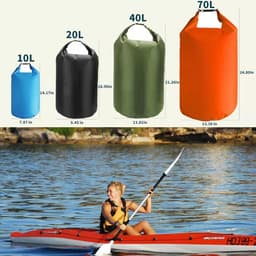 tas, 10, 20, 40, 70, 90 liter, waterdichte zak, ultralichte droogzak, waterdichte watersporttassen voor kajakken, strand, zwemmen, kamperen, wandelen, oranje, 40L UK — thumbnail 4