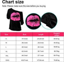 jaren 80 Kostuum Accessoires Set, Lips Print T-Shirt Kant Hoofdband Oorbellen Ketting Armband voor 80s Thema Party (Zwart, XXXL) — thumbnail 4