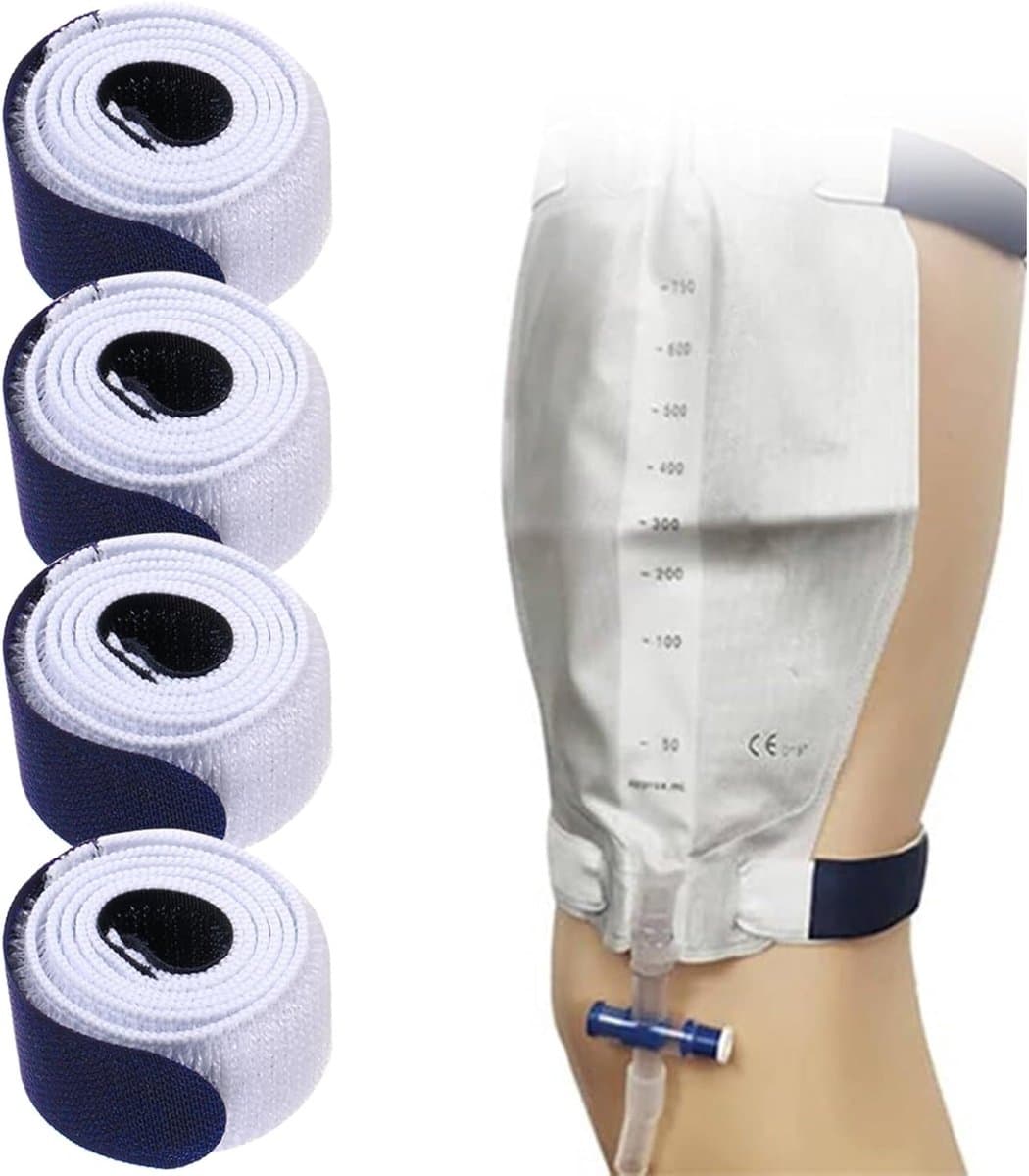 Beenzak Riemen Urine Afvoerzak Riem Wasbaar en Herbruikbare Been Urinezak Fixatie Tapes Antislip met Zachte Elastische Stof Band voor Incontinentie Urinezak Mannen Vrouwen 4 Stuks — afbeelding 1