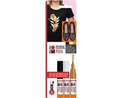 Textil Painter Plus, set van 3 textielstiften voor licht- en donkerkleurige stoffen, textielverfstift met 3 mm punt, op waterbasis, wasbestendig tot 40°C na fixeren, 0118000000081