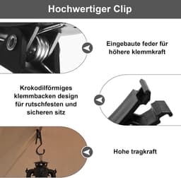 VHV - Camping klemhaken - 10 stevige wasknijpers met haak voor handdoeken, kleding en tentlampen — thumbnail 5