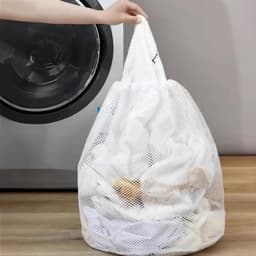 Grote Waszak - Wasmand Netstof - Kleding Opbergen - Robuust Netweefsel - 30x40cm - Wit — thumbnail 4