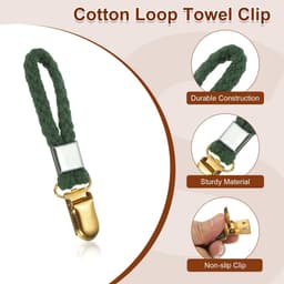 Dailygoods - Set van 5 Gevlochten Theedoekclips - Groen met Gouden Klem — thumbnail 5