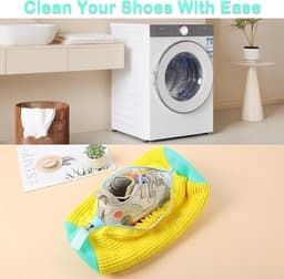 waszak, sneakers, schoenwaszak, wasmachine met ritssluiting, herbruikbare mesh waszak, schoenreiniging voor alle schoenen, grijs — thumbnail 4