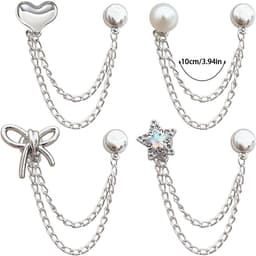 8 Multifunctionele kledingclips -Metaal -Zilver -Verstelbare zoomclips - Ster-/parel-/hart-/strikpatronen -Clips voor overhemden en broekspijpen - Leuke decoraties - Clips voor lange jeanspijpen en manchetknopen - Kledingaccessoires - Anti-sleepclips — thumbnail 4