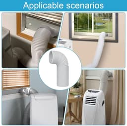 Platte afvoerset voor airco –Airco Afvoerslang Koppelstuk - - Afvoerkoppelstuk met plat mondstuk – Afvoerslang met diameter van 150 mm – Accessoire voor mobiele airco's – Uitschuifbare slang van 1,5 m – Grijs — thumbnail 5