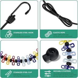 Intrekbare draagbare waslijn voor op reis - 2 verpakkingen 8 wasknijpers - 2 verpakkingen wegwerp-gecomprimeerde handdoeken Geschikt voor waslijn binnen campingaccessoires — thumbnail 2