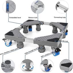 Wasmachine Onderstel - Onderstel - Wasmachine Verhoger - met 4 Wielen - Draagkracht 200KG - Verstelbare - Antislip en Schokbestendig - Grijs — thumbnail 4