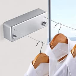Dailygoods- Kledinglijn Oprolbaar 4 m - Waslijn Uittrekbaar - Aluminium en Roestvrij Staal - Geschikt voor Binnen - Eenvoudig te Installeren - Voor Kleding en Quilts — thumbnail 3
