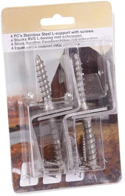L-vormige hoekhouders 38 x 34 mm - roestvrij staal - set van 4 - ideale ondersteuning voor hekwerk - ShopVlot — thumbnail 2