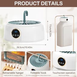Mini Droger – Elektrische Draagbare Warmtepompdroger – Hete Luchtdroger met Timer van 1 tot 8 Uur en UV-sterilisatie – Opvouwbare Hete Luchtkast – Geschikt voor Zakenreizen en Appartementen — thumbnail 2
