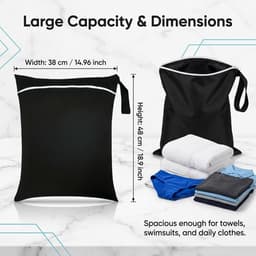 Waterdichte waszak met ritssluiting - 2 stuks herbruikbare natte zakken voor zwemkleding, strandhanddoeken en sportkleding — thumbnail 5