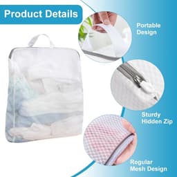 Set van 4 Grote Wasnetten voor de Wasmachine, 50 x 60 cm, Herbruikbare Waszakken voor Ondergoed, Bh's en Sweaters met Handvatten en Rits — thumbnail 5