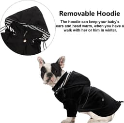 Hondenregenjas met Rits en Reflecterende Knopen, Waterafstotend en Verstelbaar, Verwijderbare Kap, Stijlvolle Premium Regenjassen voor Honden in Maten XS tot XXL - Zwart - Medium — thumbnail 3