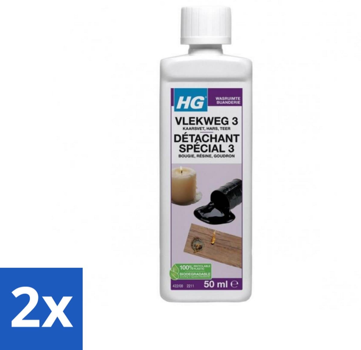 HG - Wasruimte - Vlekweg 3 - Kaarsvet, Hars & Teer - 50 ml - Voordeelverpakking - 2 stuks — afbeelding 1