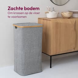 Gadgy Wasmand met Deksel - Opvouwbaar - 103 liter - Wasbox met Uitneembare Waszak - Wasmanden - Laundry Basket - Grijs — thumbnail 3