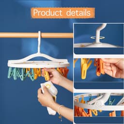 klemmen met antislip - Sokdroger - pantalonhanger – kledinghanger - draaibaar en opvouwbaar - meerdere rokhangers met clips - anti-slip - voor sokken ondergoed schoen inlegzolen babykleding hoeden — thumbnail 5