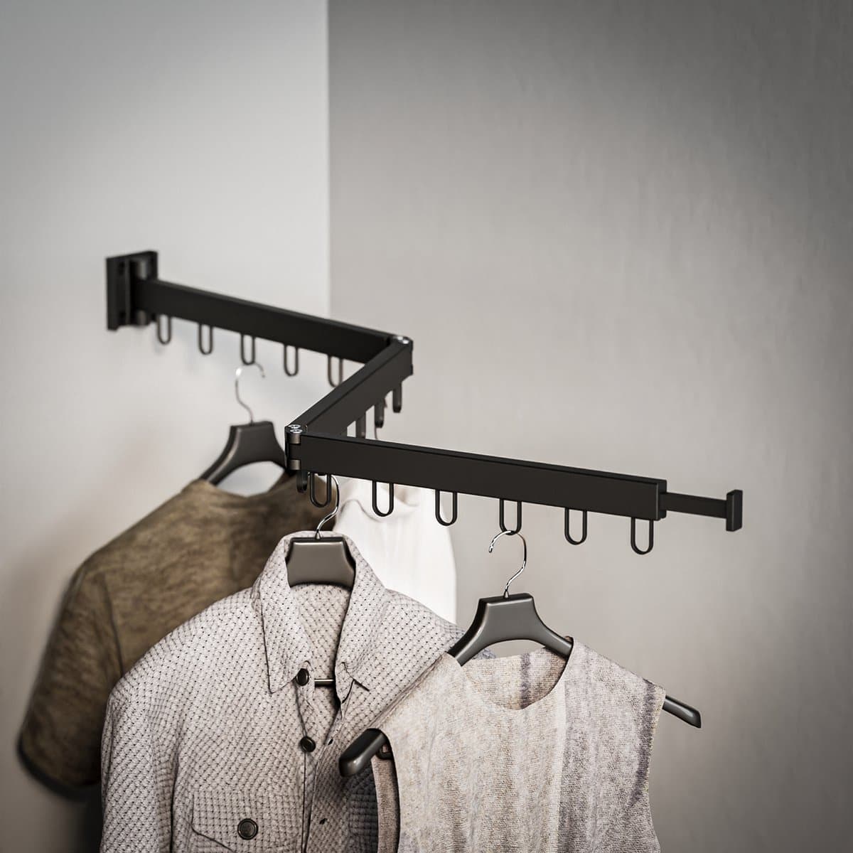 Selotus - Kledingrek - 90 cm / 120 cm - 18 haakjes - Droogrek - Wasrek - Kledingstang - Wanddroogrek - Droogrek muur - Hangdroogrek - Wasrek hangend - Wasrek muur - Wandkapstok - Inklapbaar — afbeelding 1