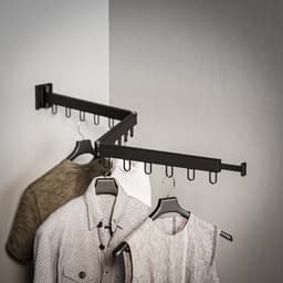 Selotus - Kledingrek - 90 cm / 120 cm - 18 haakjes - Droogrek - Wasrek - Kledingstang - Wanddroogrek - Droogrek muur - Hangdroogrek - Wasrek hangend - Wasrek muur - Wandkapstok - Inklapbaar — thumbnail 1