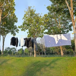 Intrekbare waslijn, 8 m, 185 g, winddicht, geen behoefte aan wasknijpers om te bevestigen, waslijn, draagbaar ophangrek Kleding voor reizen, kamperen, buiten, thuis, hotel, slaapzaal — thumbnail 2