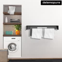 Droogrek voor aan de wand, uittrekbaar 80 cm, van hangwasdroger in klein, compact formaat, wasrek voor binnen en buiten, is uittrekbaar en ideaal voor badkamer of balkon, zwart — thumbnail 3