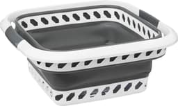 5Five Wasmand opvouwbaar met handvatten - kunststof - 40L - grijs/wit - 48 x 34 x 49 cm — thumbnail 3
