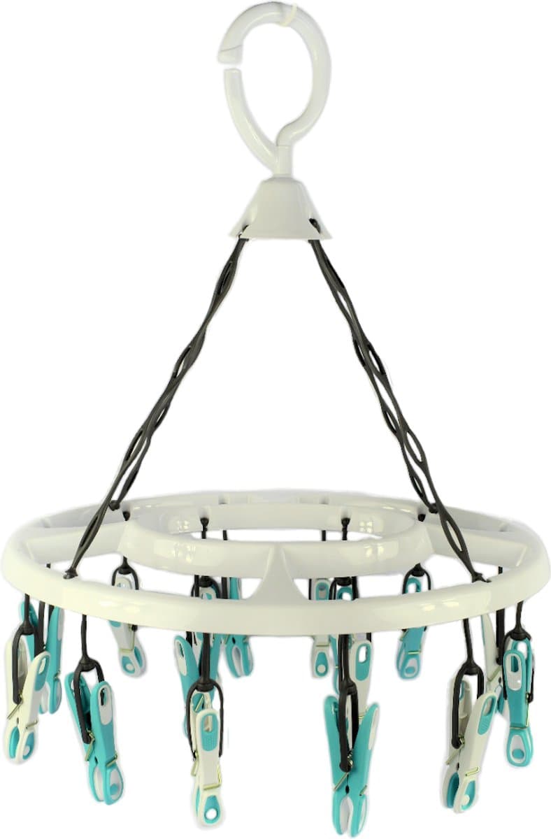 Laguelle Droogmolen met 16 Antislip Wasknijpers - Wit en Turquoise - 26 x 34cm — afbeelding 1