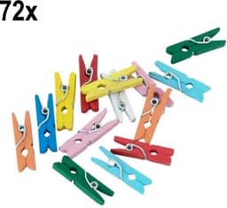 72x Mini Houten Knijpers Gemixt — thumbnail 1
