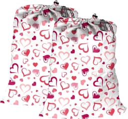 2-pack katoenen linnen waszak Heavy Duty 45x65cm Super duurzaam speelgoed Vuile zakken Trekkoord met trekkoordsluiting Machinewasbaar en herbruikbaar (hart) — thumbnail 1
