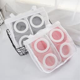 Narimano® Wasnet voor schoenen, 2 stuks, schoenenzak voor wasmachine, waszak, schoenen, multi-bescherming, schoenwaszak met ritssluiting, voor schoenen, beha's, sokken — thumbnail 2