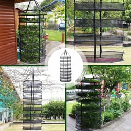8 Lagen Mesh Hangend Droognet, Kruidendroger, Opvouwbaar Droognet met 60 cm Diameter voor Plant, Vis, Groenten, Bloemen, Droognet Kruiden (zwart) — thumbnail 3