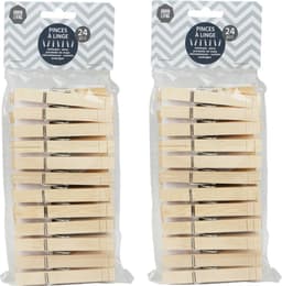 Urban Living XL Size wasknijpers - 48x - bamboe - 9 cm - Extra groot formaat — thumbnail 2