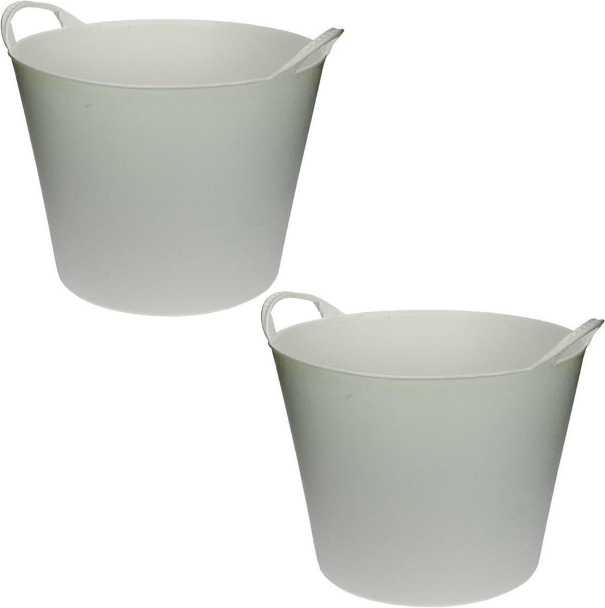Flexibele emmer/wasmand/kuip - 2x - wit - 42 liter - Opbergmanden - Wasmanden - Flexibele emmers - 45 x 33 cm — afbeelding 1