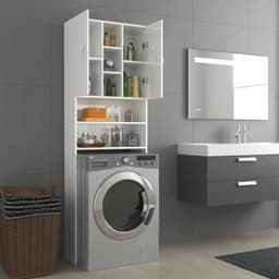 Wasmachine ombouw - Kast - Opbouwmeubel - Verhoger - Wasmachine meubel - Opbergkast - Hout - 64x25,5x190 cm - Hoogglans Wit — thumbnail 5