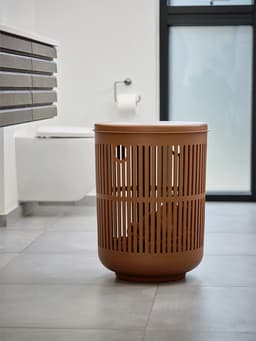 Zone Denmark Ume Wasmand met Deksel - Ronde Wasmand met Hengsel - Wasbox of Opbergmand - Kunststof - 60 liter - Terracotta — thumbnail 2