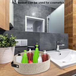 Kleine Geweven Mand Met Handvat Katoen - Ovale Touw Manden Kamer Opslag - Kat Mand Weinig Organizer Bins Boho - Wasmand Kinderkamer Voor Baby Hond Speelgoed - Geschenken - 2Pack — thumbnail 4