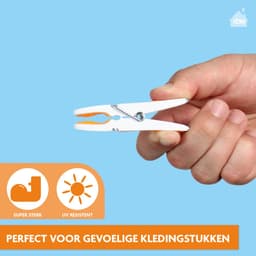 LaundrySpecialist Wasknijpers soft grip - Wit/multicolor - 20 stuks - extra lang en stevig - wasknijpers plastic - wasknijpers kunststof - gekleurde knijpers - Made in EU — thumbnail 3